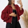 Chaqueta bomber cuadros - roja y negra