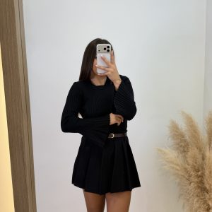 Falda pantalón tabla - Negro - Imagen 4