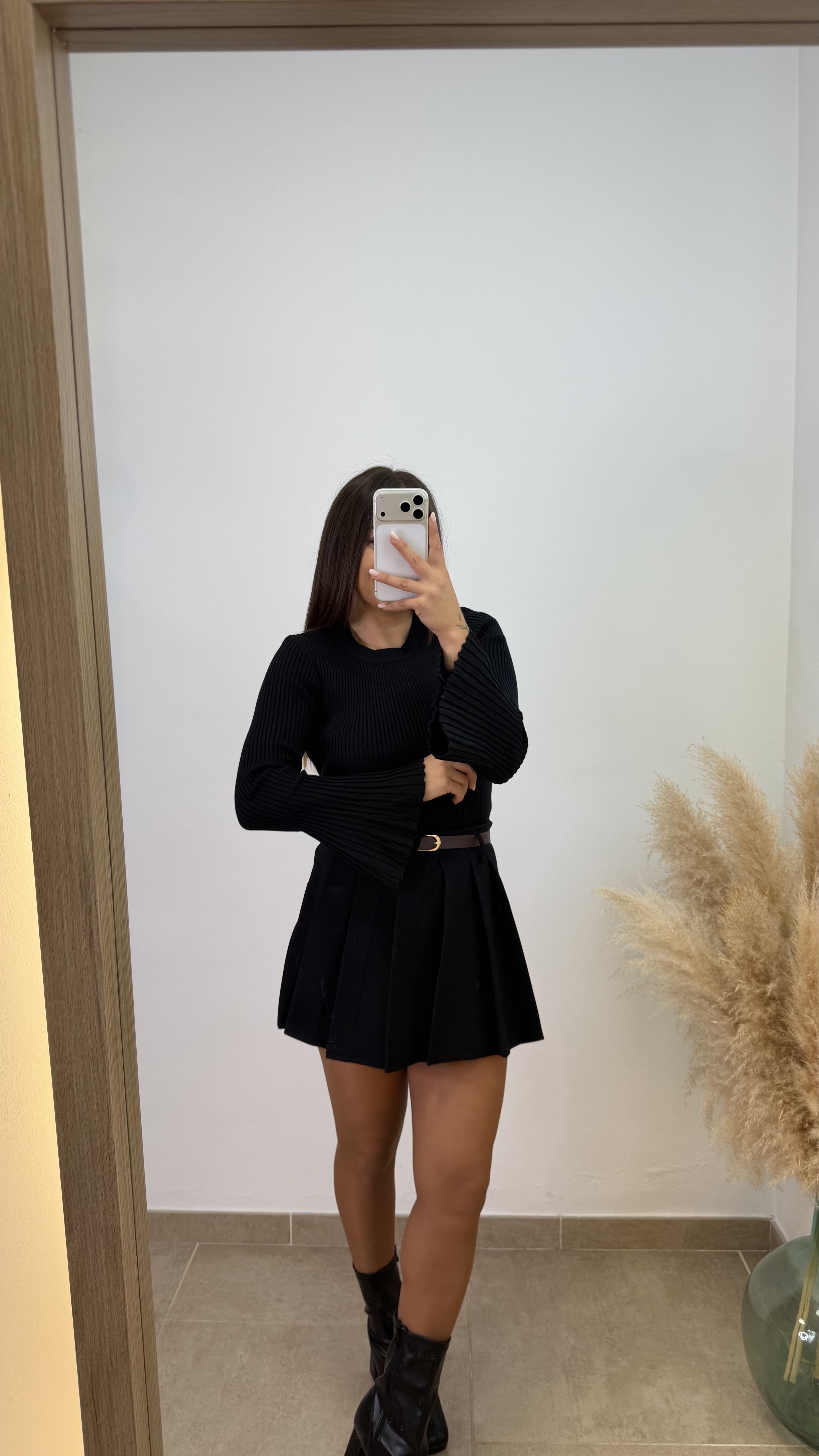 Falda pantalón tabla - Negro - Imagen 4
