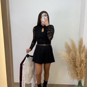 Alternative view of Falda pantalón tabla - Negro