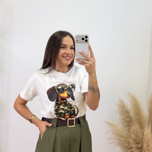 Camiseta estampada perrito gafas