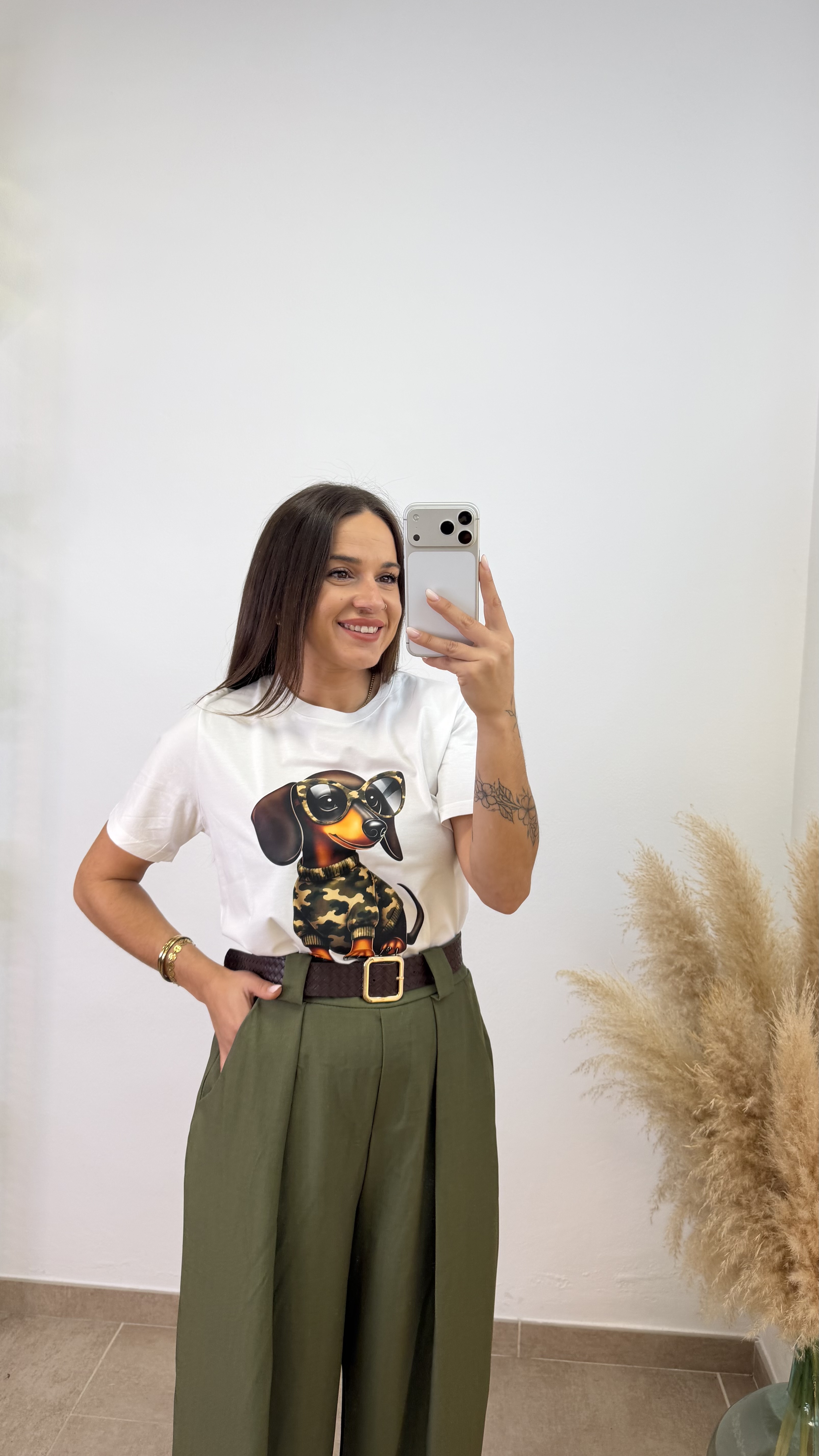 Camiseta estampada perrito gafas