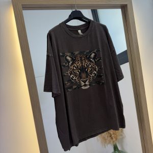 Camiseta estampada lavada tigre