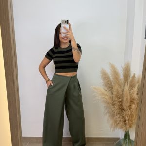 Top ibiza manga corta - Verde militar y negro - Imagen 5