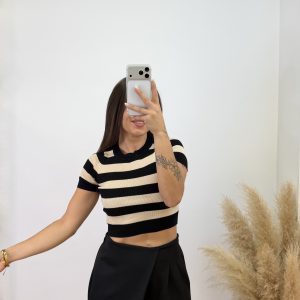 Alternative view of Top ibiza manga corta - Negro y beige
