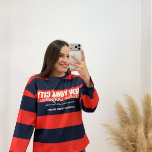 Sudadera new york city rayas - Roja y azul marino