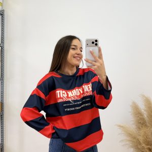 Sudadera new york city rayas - Roja y azul marino - Imagen 6