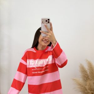 Sudadera new york city rayas - Rosa y rojo - Imagen 3