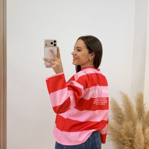 Sudadera new york city rayas - Rosa y rojo - Imagen 4