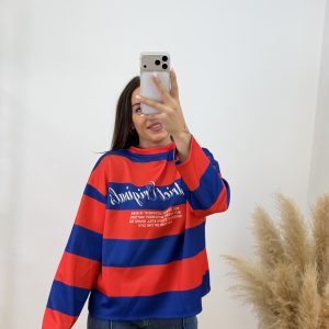 Sudadera new york city rayas - Roja y azul eléctrica