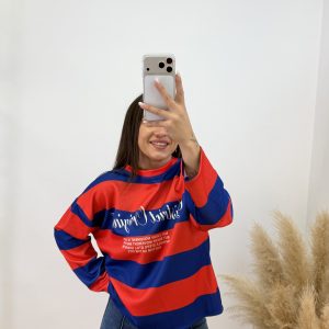 Sudadera new york city rayas - Roja y azul eléctrica - Imagen 4