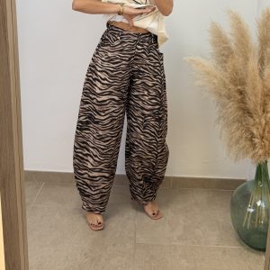 Pantalón balloon cebra - Taupe