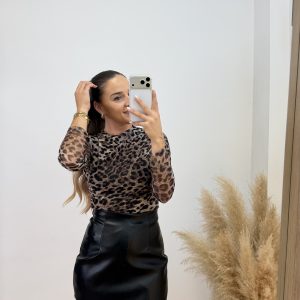 Falda pantalón polipiel - Negro - Imagen 5