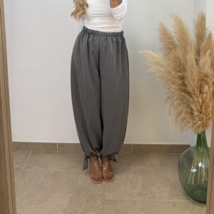 Pantalón globo nudo - Gris