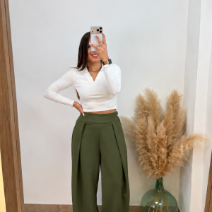 Pantalón chándal plisado - verde militar