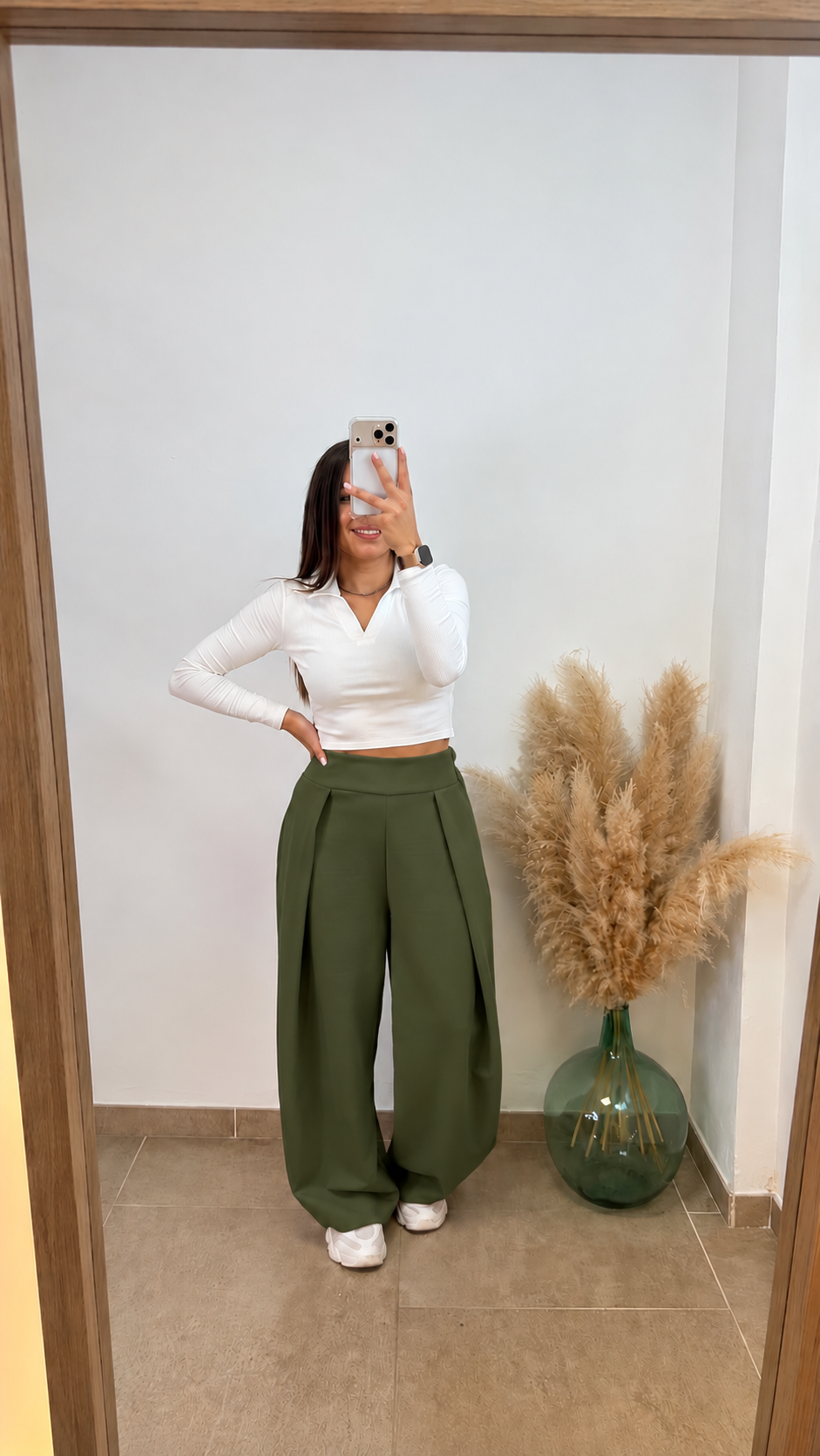 Pantalón chándal plisado - verde militar