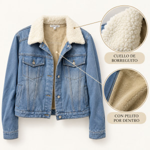 Chaqueta Vaquera con pelito y borreguito cuello