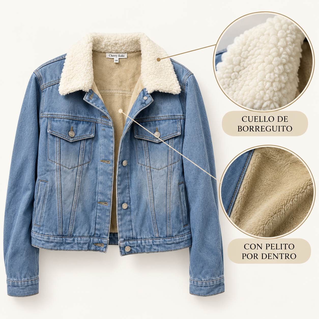 Chaqueta Vaquera con pelito y borreguito cuello