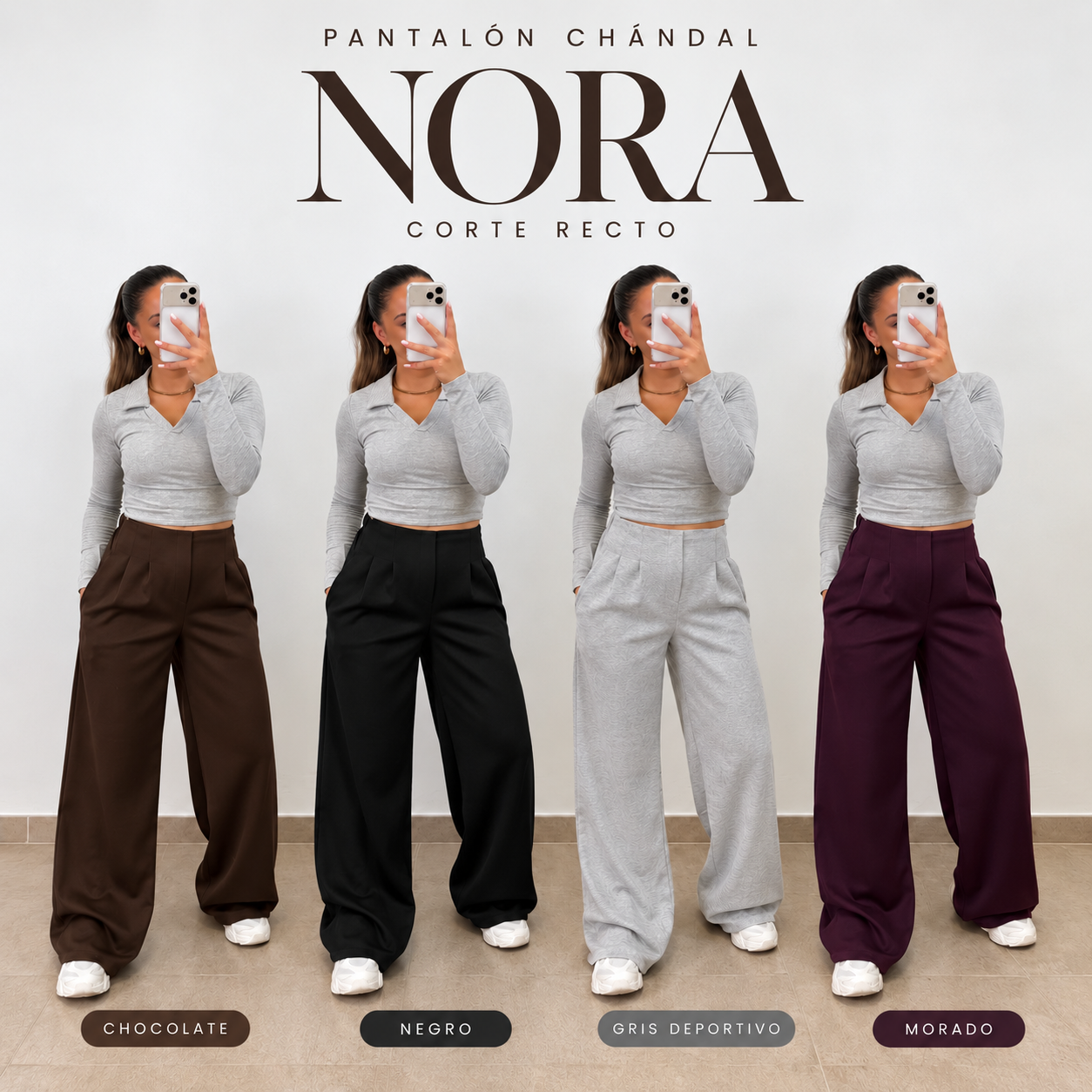 Pantalón nora chándal corte recto - versión bajitas