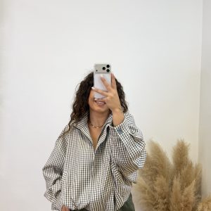 Alternative view of Chaqueta bomber cuadros - verde militar